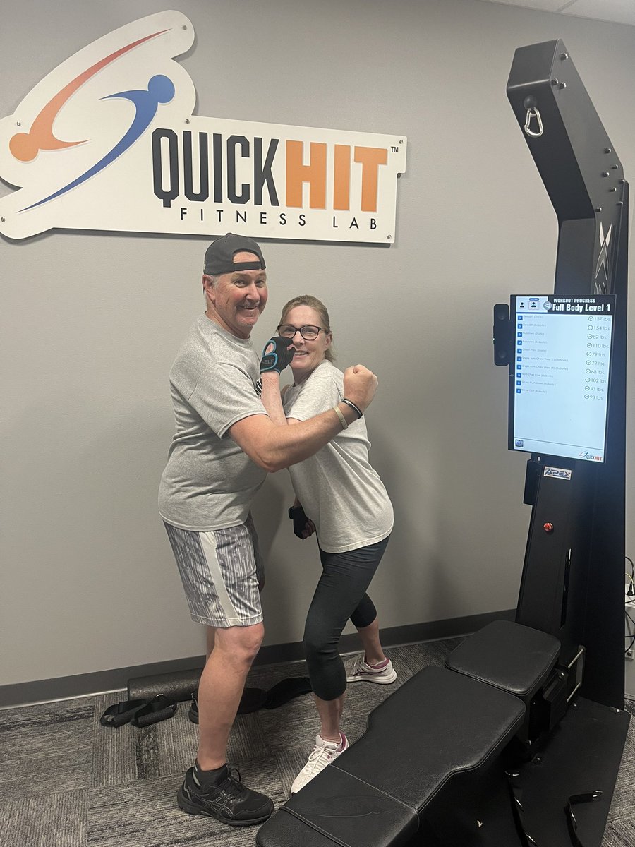 QuickHITFitness's tweet image. Double the fun, double the gains! 😜💪🏼 Meet our power couple l, Bob Kachel and Diana Kachel, who turned their QuickHIT workouts into a hilariously fierce rivalry!🏆🔥 #QuickHIT #Fitness #couplegoals #gogetters #flexin