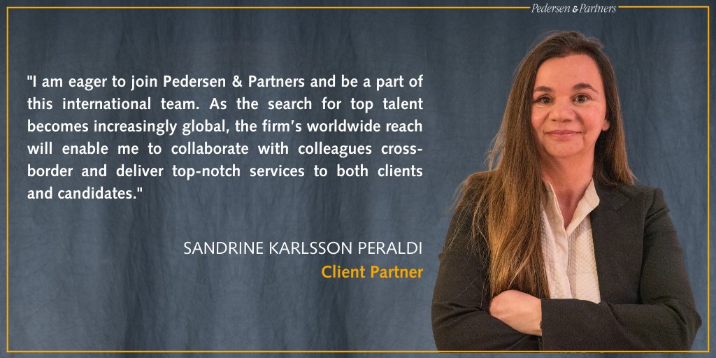 Pedersenptnrs's tweet image. Sandrine Karlsson Peraldi joins our #Nordics team as a Client Partner.  She has extensive experience with several international #ExecutiveSearch firms in #AsiaPacific and #Europe, focusing on the #Consumer &amp;amp; #Retail and #LifeSciences &amp;amp; #Healthcare industries.