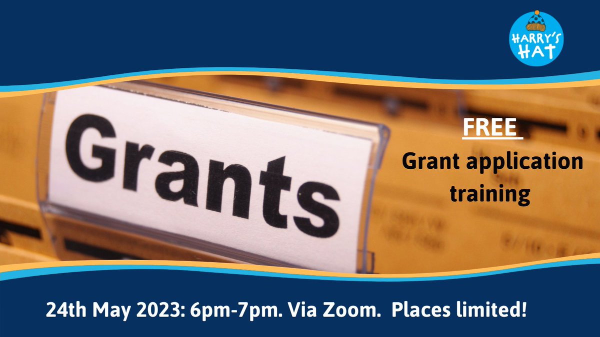 We're offering #Free grant writing training to families whose children have #hydrocephalus.  The session will cover;  how &amp; where to access grant funding.  How to evidence the difference the grant will make.  How to make your application stand out.  info@harrys-hat.org to secure