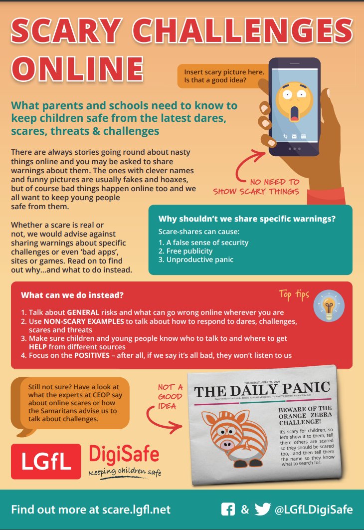 🚨Online Challenges, Dares, Scares...🚨 How do you respond in your school? Have a look at our poster for advice ⬇️ scare.lgfl.net @LGfL