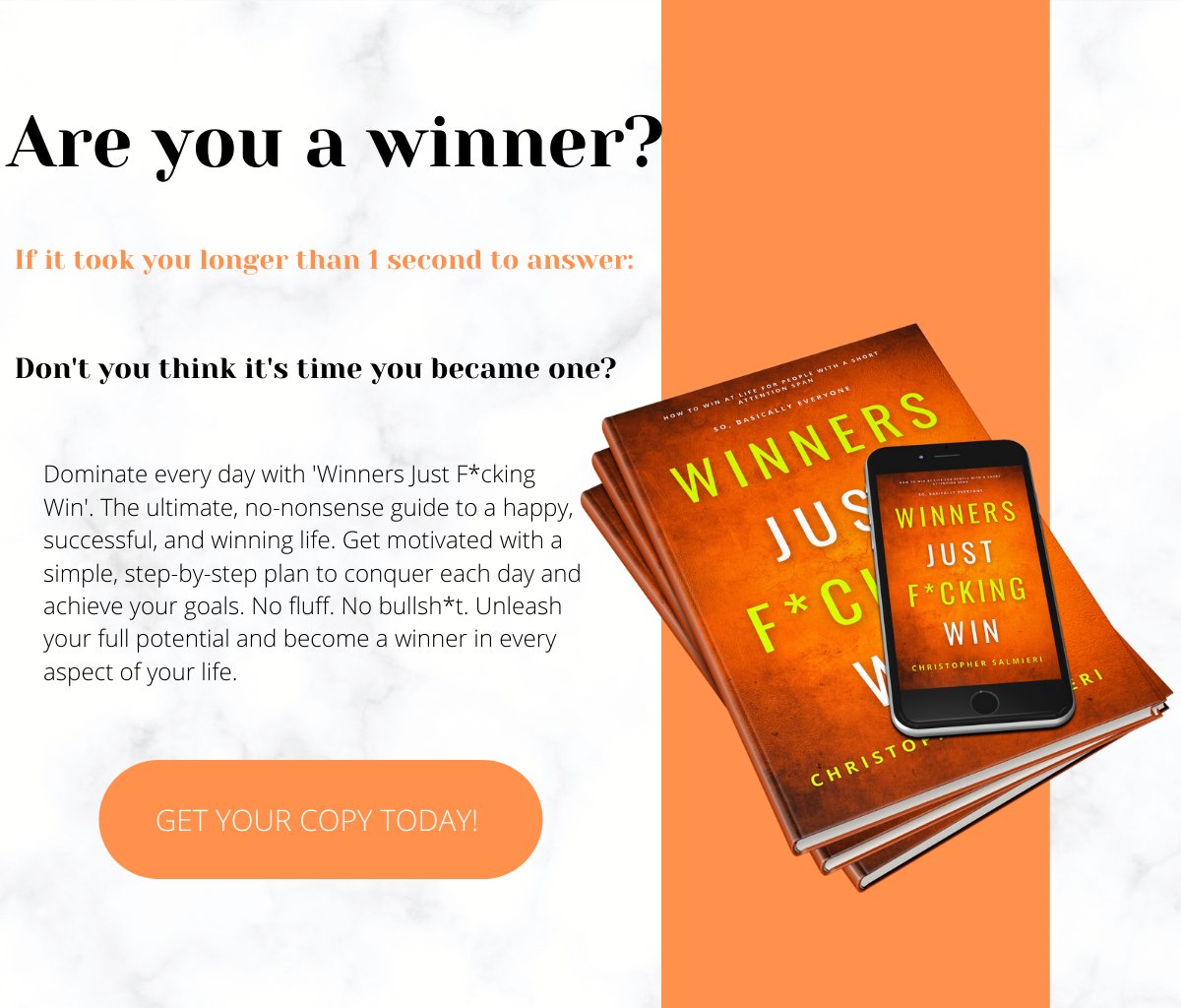 ChrisSalWJFW's tweet photo. New Book Release: I’m proud to introduce my new book, “Winners Just F*cking Win – How to win at life for people with a short attention span. So, basically everyone.”
https://t.co/1TKLUhvNS7 https://t.co/ZefVZcn05o