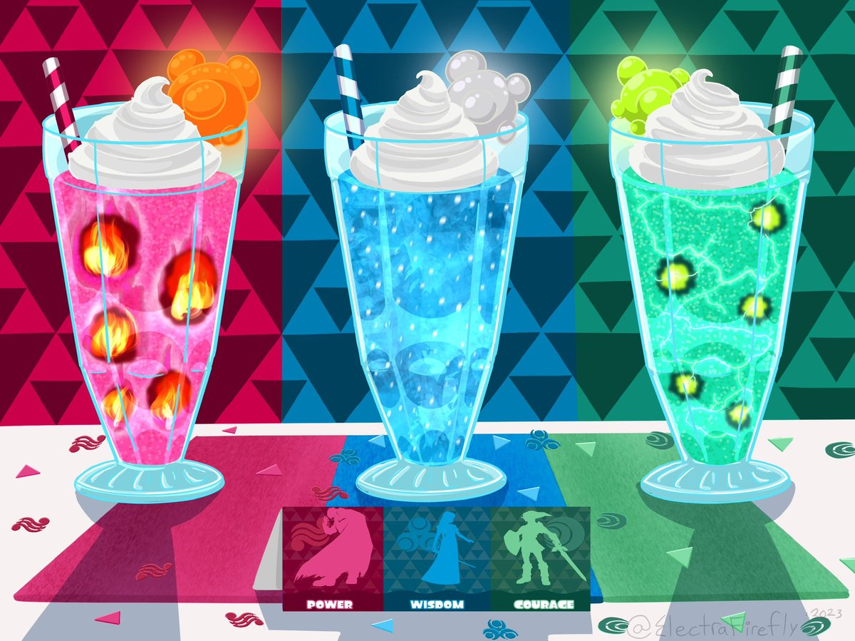 Splatfest Shakes: Triforce Edition ❤️💙💚

see comments for full flavor description

#SplatCafe #Splatoon3 #スプラトゥーン3