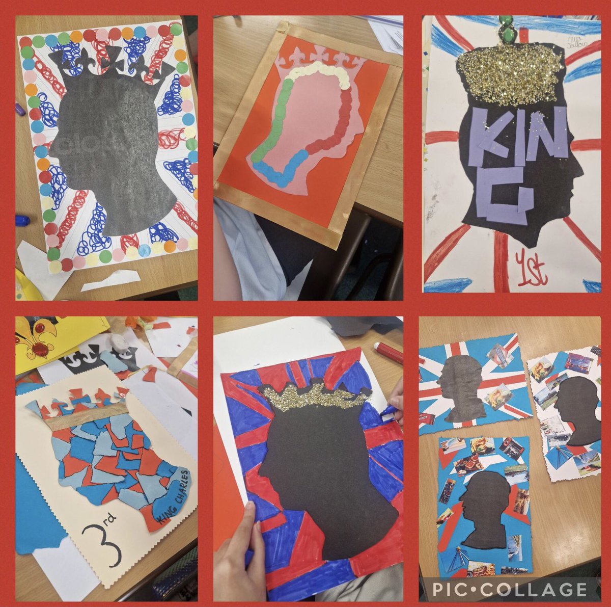 natsut1990's tweet photo. We’ve had a wonderful day today celebrating the King’s Coronation. After enjoying a scrumptious feast, we created art work inspired by King Charles. We hope you like our creations! @NorthManorAcad @VicAcademies https://t.co/fNBysDC6d6