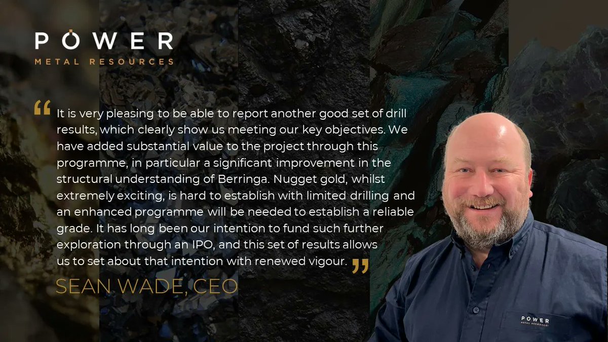 PowerMetRes's tweet photo. Victoria Goldfields Australia - Berringa Drilling Results
Assay Results Return Gold from all Drillholes; Confirms Down-Dip and Along-Strike Extension of Mineralised Quartz Reefs
https://t.co/D1GeLZQhuf
#POW #Australia #NBGC https://t.co/cucfAwcGAf