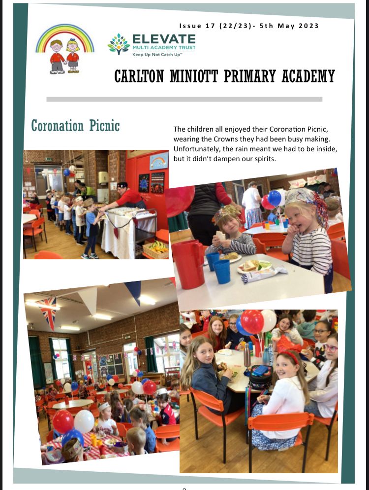 Happy campers at carlton miniott primary celebrating the coronation well done lesley and team