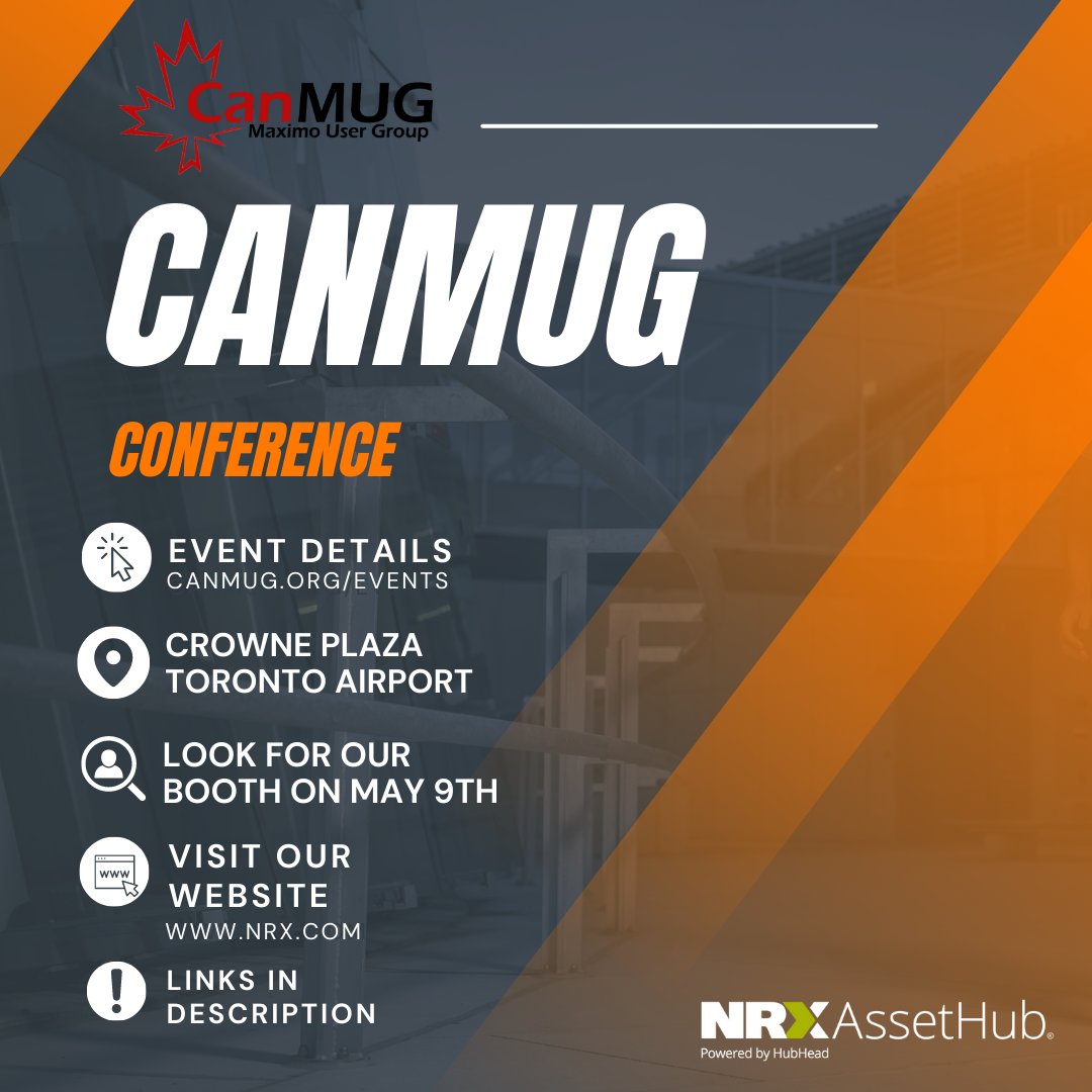 The CanMUG conference is only a few days away! Don't forget to visit our booth on Tuesday. Make sure to ask us about NRX AssetHub or our benchmarking service. #CanMUG #Maximo #Benchmarking
Event Details: hubs.li/Q01LxqYg0
Learn more about us: hubs.li/Q01LxvHC0