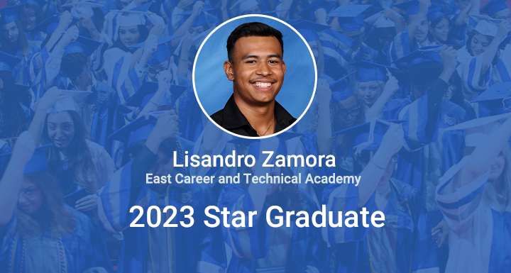 ClarkCountySch's tweet photo. Way to go Lisandro Zamora-Quinones! He was chosen as @EastTechTitans 2023 Star Grad! Lisandro is a leader who never hesitates to lend a helping hand. Read more about his story here: https://t.co/jrJ1fCnESK #WeAreCCSD #StarGrad https://t.co/DTaIuuV5W8