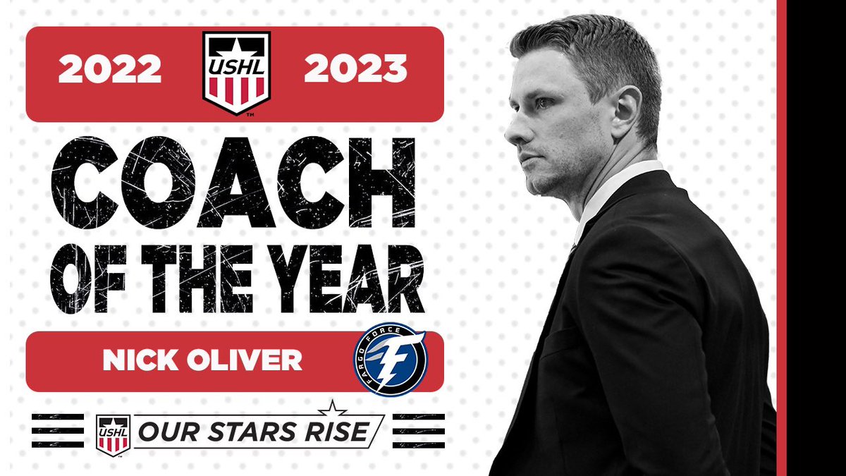 Congratulations to Nick Oliver of the <a href="/FargoForce/">Fargo Force</a> for being named USHL Coach of the Year. 

Read: shorturl.at/gqvV4