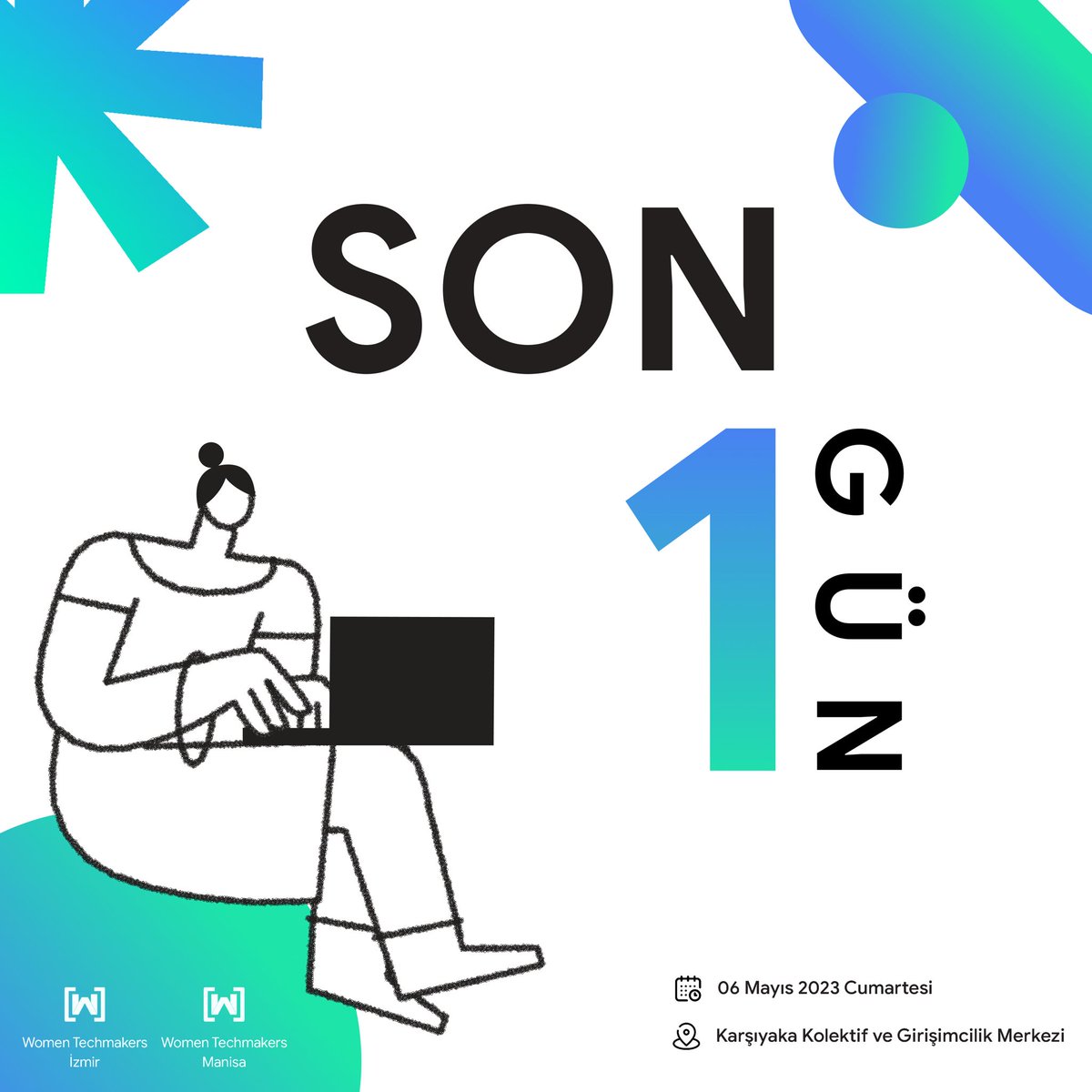 #IWD23 ‘e son 1 gün 🙌 Yarın 12:00’de Karşıyaka Kolektif Girişimcilik Merkezi’nde görüşmek üzere 🚀
Kayıt olmayı unutmayın!  l24.im/w2EyakJ 
#IamRemarkable kayıt: bit.ly/iamremerkable  
#WTMDareToBe #WTMIzmir #WTMManisa #teknoloji