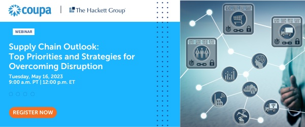 ARaeMondi's tweet photo. What are the top concerns and priorities for #supplychain decision-makers in 2023? Join our webinar to hear key findings from 
@TheHackettGroup’s 2023 Key Issues Study and @Coupa’s 2023 State of Supply Chains Report survey.   https://t.co/HKo3d0X6Xd https://t.co/ZCRViED7Jk