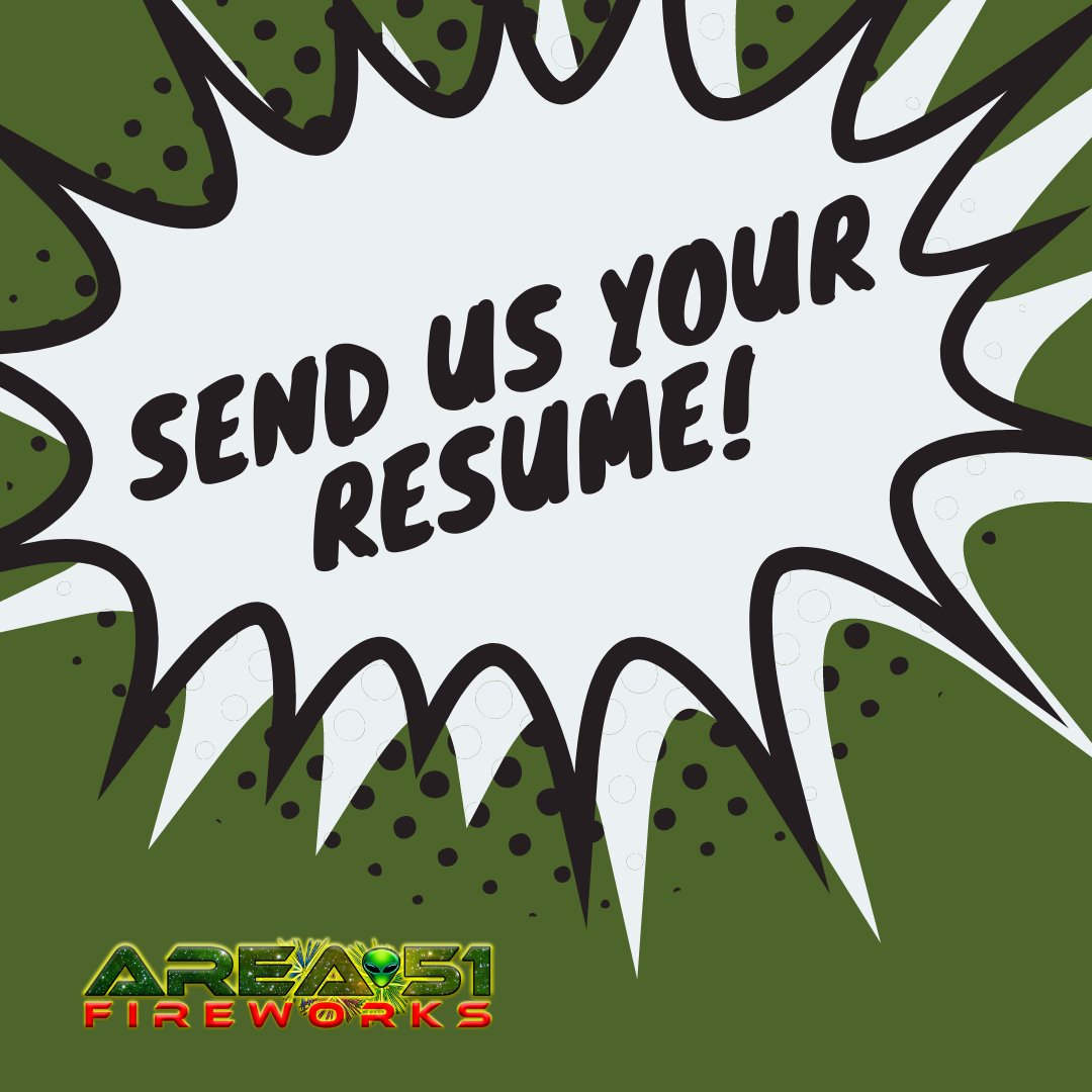 Area51Fireworks's tweet photo. We're hiring! Join our team this summer! 
Stop by our store and fill out an application or simply email your resume to 
Pahrump@area51fireworks.com. https://t.co/JCJJi8nKtk