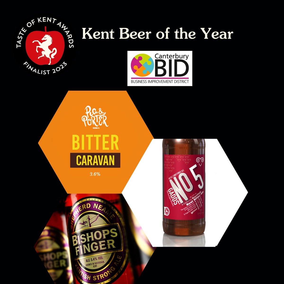 Introducing the finalists for Kent Beer of the Year, sponsored by @CanterburyBID Bishops Finger. @ShepherdNeame Caravan. @PigAndPorter GADDS' No.5 Kentish Best Bitter. @RamsgateBrewery Discover all the product finalists here: tasteofkentawards.co.uk/news/taste-of-…