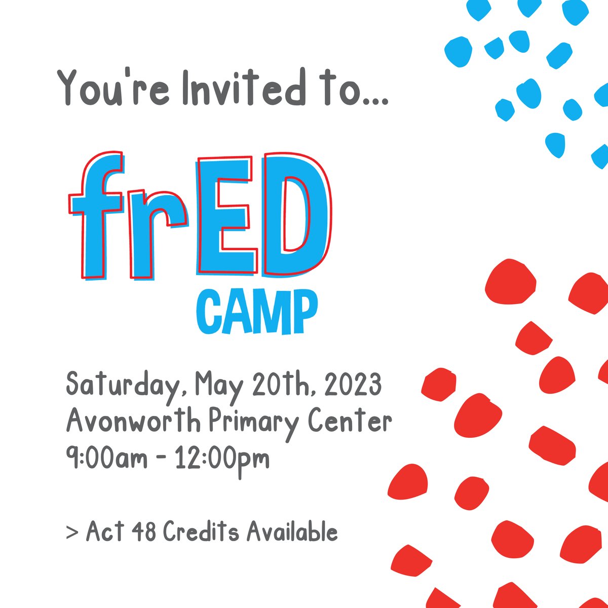 We hope to see you on May 20 at frED Camp - a free professional development event for every kind of educator, hosted by @remakelearning! 
 
Learn more: remakelearningdays.org/event/fred-cam…
 
Register: eventbrite.com/e/fred-camp-ti…