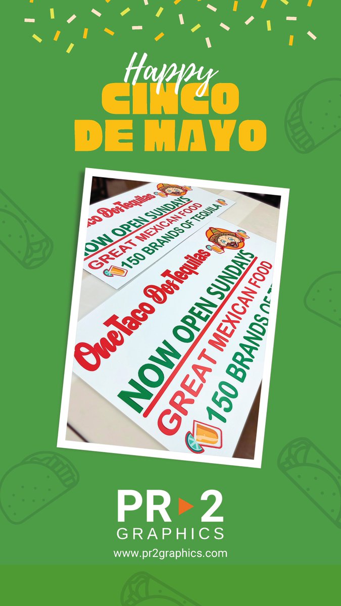 pr2graphics's tweet photo. Happy #CincodeMayo2023 ! #pr2graphics #chicagolandprinter #chicagoland #chicagosuburbs #signshop #localprinter https://t.co/JiC29R8hHw