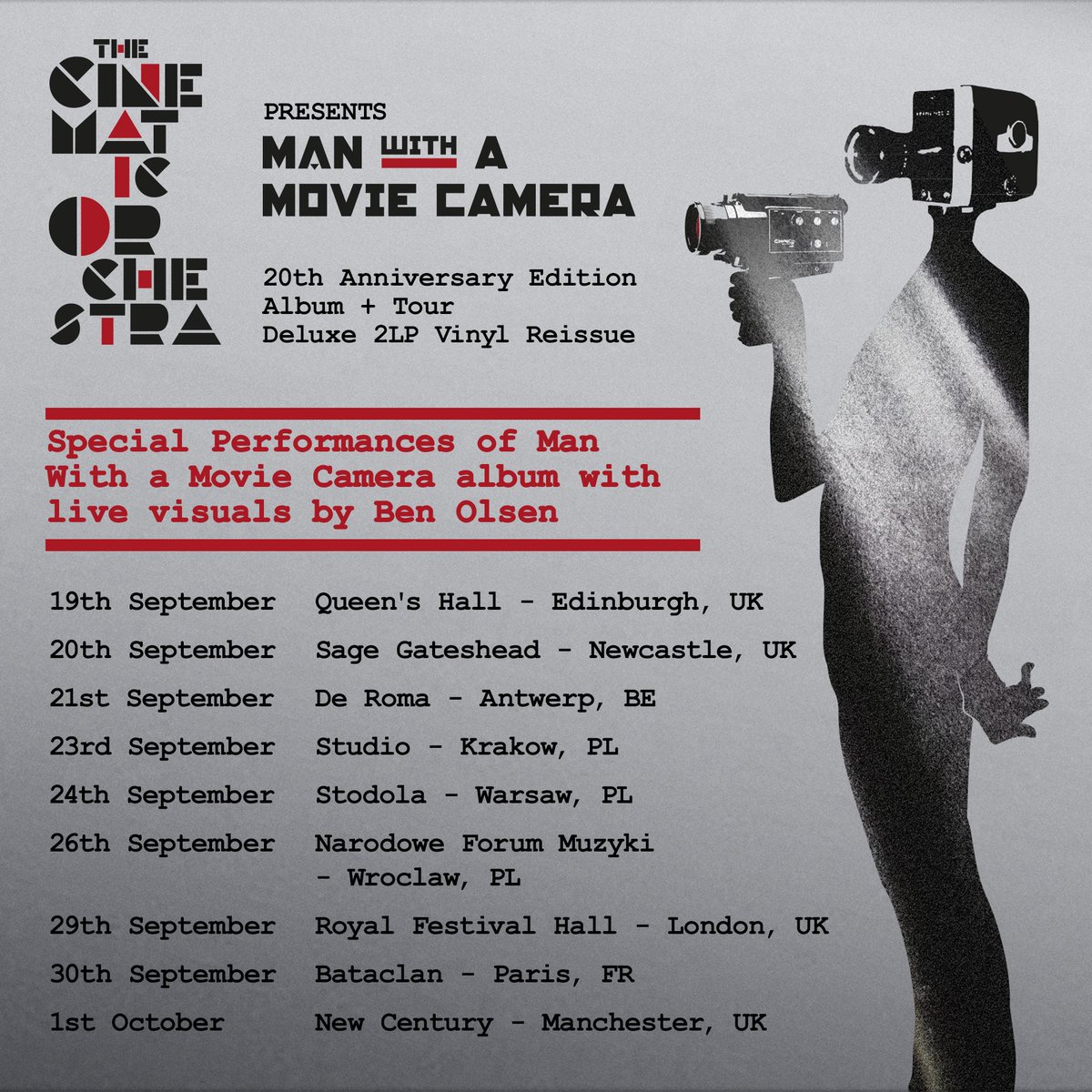 Man With A Movie Camera 20th Anniversary Tour on sale today! Tickets here: cinematicorchestra.com
