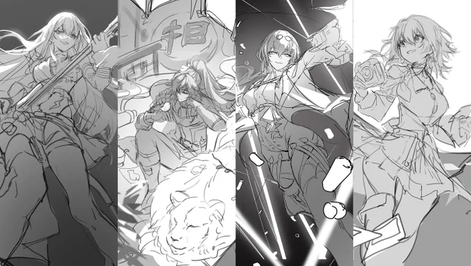 I really want to draw Honkai Star Rail, but I don't have the time so I'm getting these doodles out of my system. They'll remain in WIP limbo for the time being😔