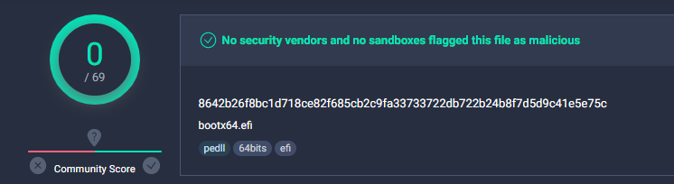 r00tbsd's tweet image. I&apos;m working on the #UEFI landscape for a couple of weeks, and this is an extremely interesting topic. Today I worked on this specific #bootkit: virustotal.com/gui/file/8642b… 1/7