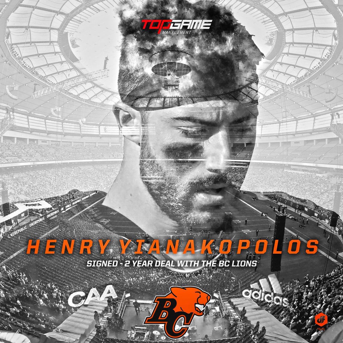 TopGameMGMT's tweet photo. βοΈ Signing alert!
Big congrats to @yianakopolos! The newest member of the CFLβs BC Lions. Weβre excited to follow the next chapter of Henryβs story! π¦
#TopGameFootball π
Art by @davefretz π¨ https://t.co/Scj5Mffk0D