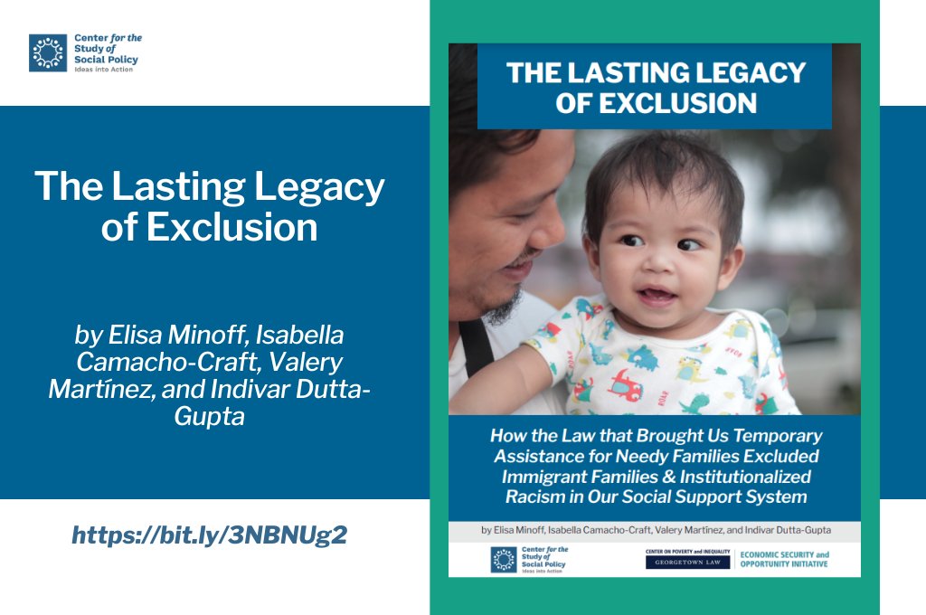 CtrSocialPolicy's tweet photo. In '96, #PRWORA radically transformed our system of social supports. Now a @PIFCoalition poll finds ¾ of Americans back restoring safety net access for immigrant families. This report shows the racist roots of PRWORA’s anti-immigrant exclusions #LIFTtheBAR https://t.co/msBBnuQeWq https://t.co/JL8MC9Ip8d