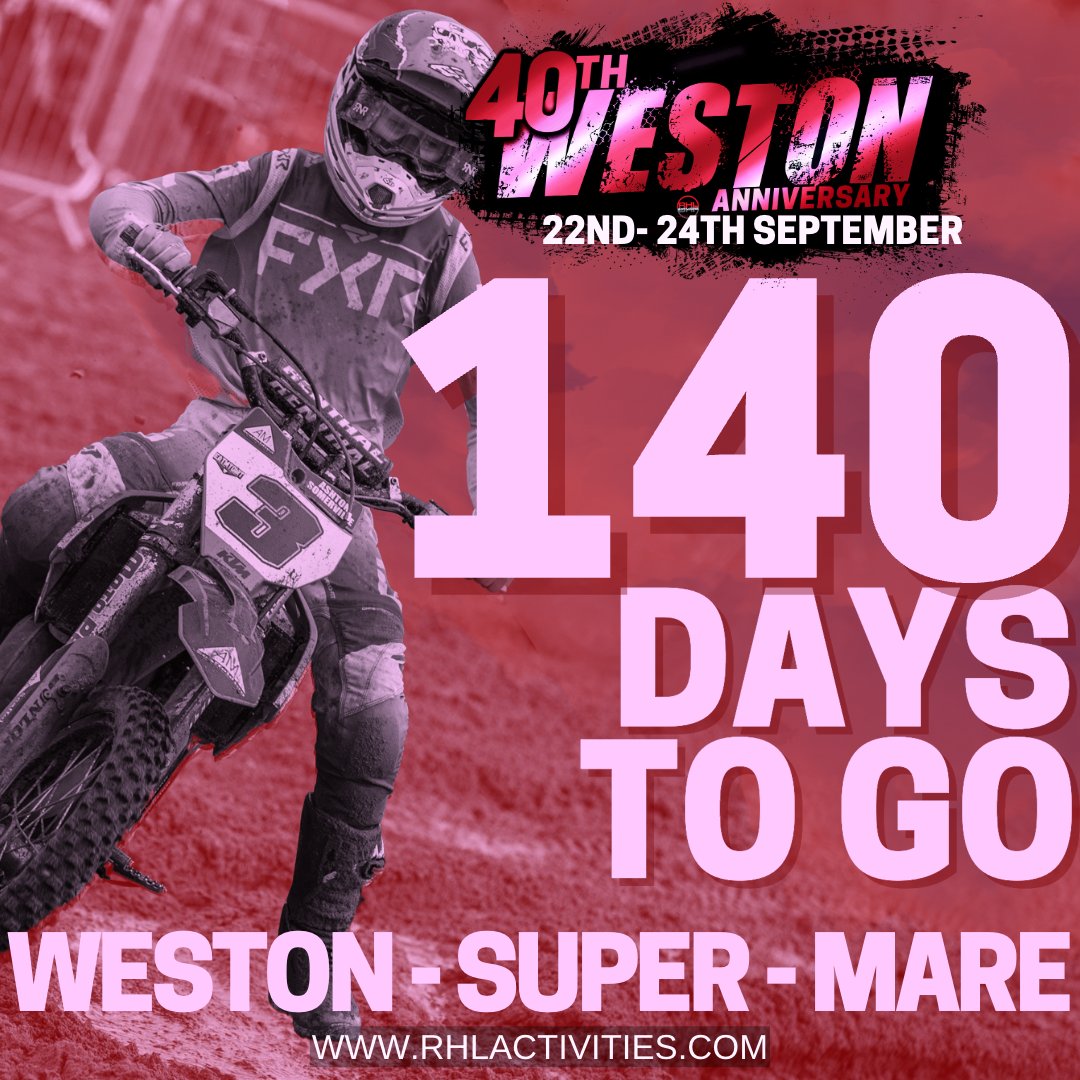 With only 140 days to go until this years event. Don't leave it too late to get either your rider entry in or purchase your spectator tickets.

Purchase Spectator Tickets here ➡️ rhlactivities.com/store/tickets/…

Enter to compete in the event here ➡️ rhlactivities.com/events/weston-…