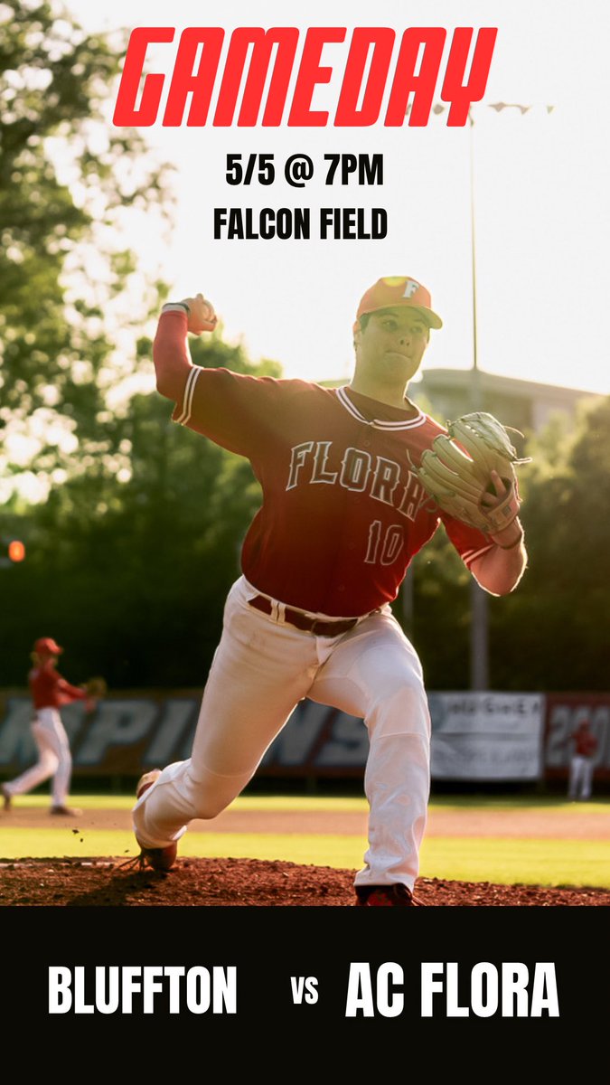 ACFloraBaseball's tweet photo. Tonight @ 7:00
We take on @BobcatsBluffton at Falcon Field
See you there! #FloraFalcons #StrikeAMatch https://t.co/QgRDLBs60s