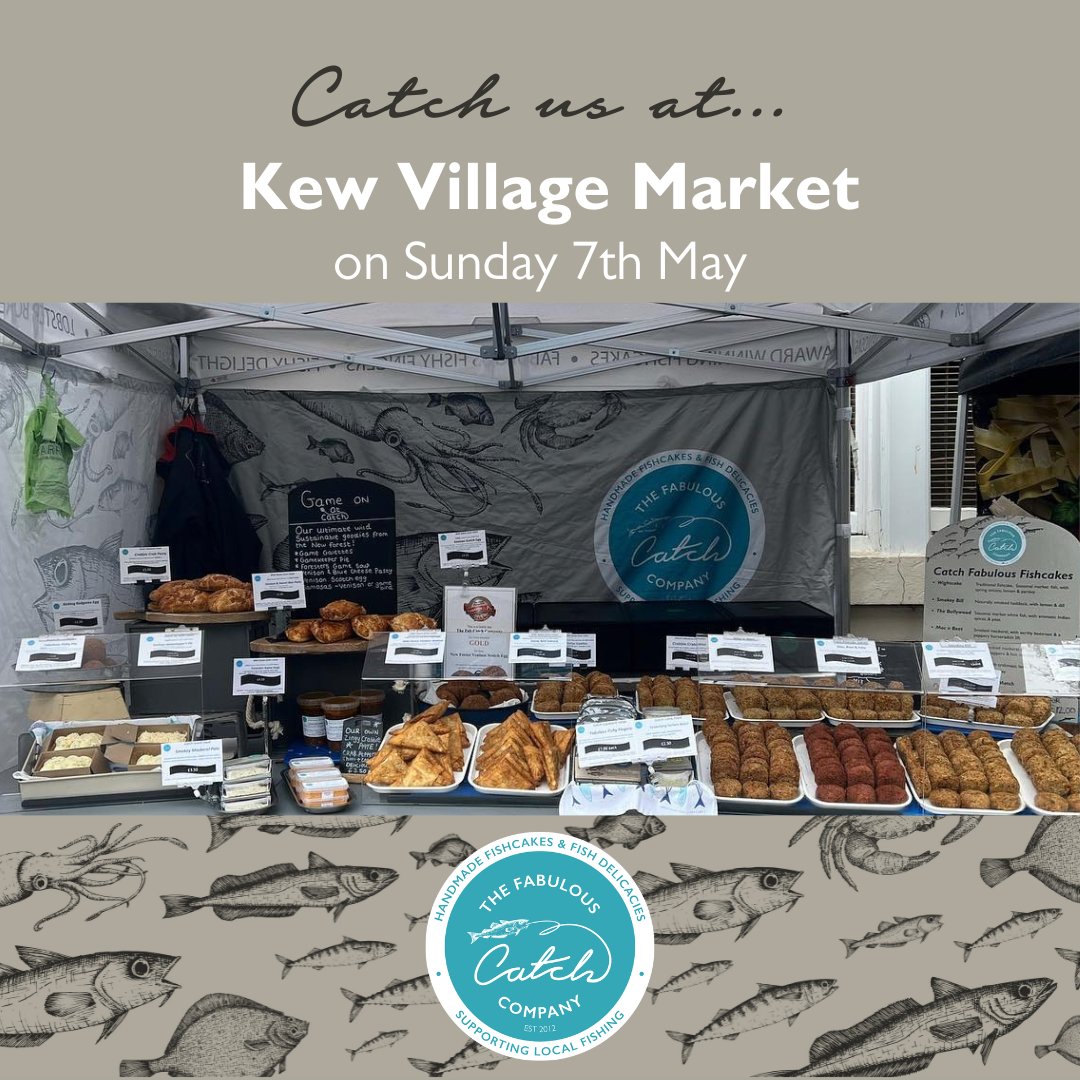 This Sunday we'll be back at <a href="/KewMarket/">Kew Village Market</a> with our range of delicious fishcakes as well as our fishy and venison deli delicacies!
Freshly handmade in Hampshire using sustainably caught fish and other local produce, come and find the perfect post-Coronation party supper!
#kew