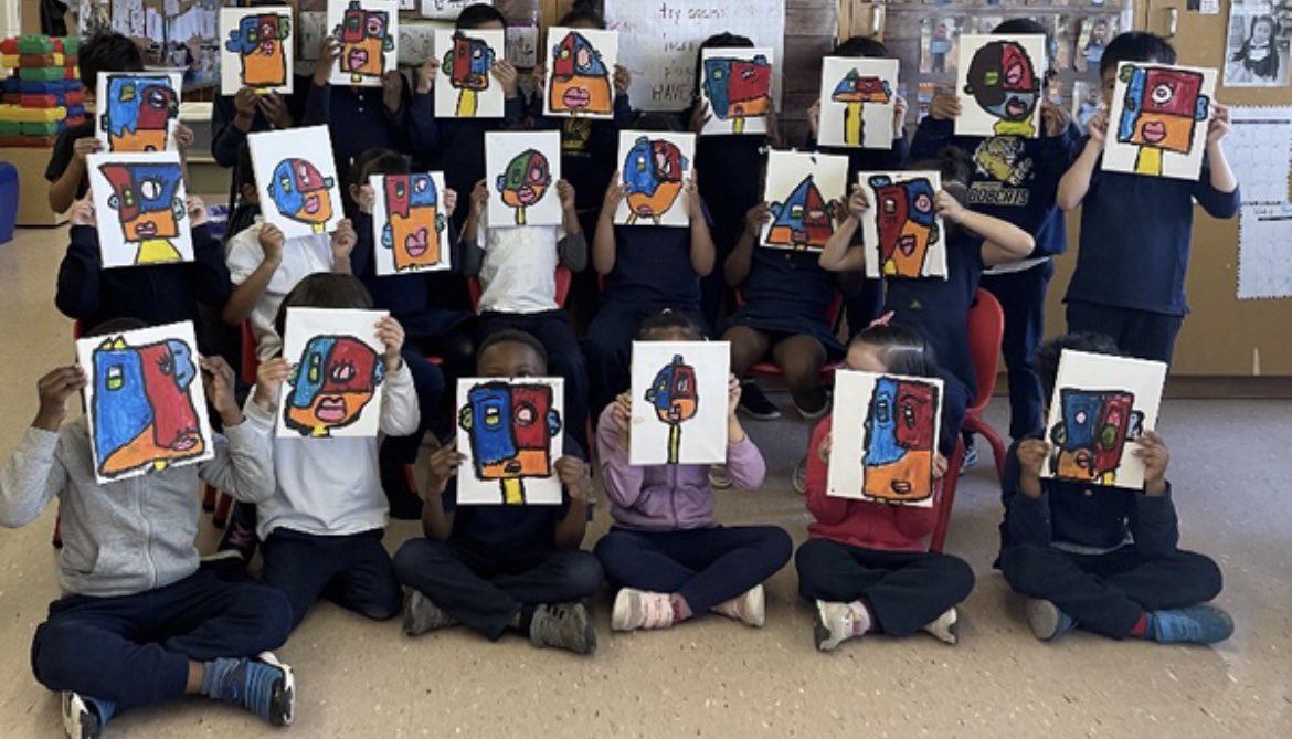 Pablo Picasso inspired art with kindergartens! They did so amazing following the great direction of Big Al &amp; The Lovely Rita <a href="/RaisingArtists/">Raising Artists | The Art Studio</a> #kindergartenfun #artists #picasso <a href="/stbarbara_tcdsb/">St. Barbara TCDSB</a>