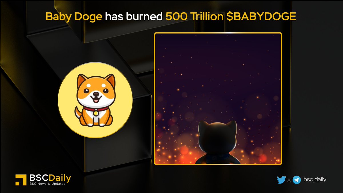 BabyDogeCoin has burned 500 Trillion $BABYDOGE worth $1.3M.

#BabyDoge + Burn $BABYDOGE = 🚀🚀🚀 ⁉️😎  #BabyDoge #bitcoin #FLOKI #memecoin #nsbb
