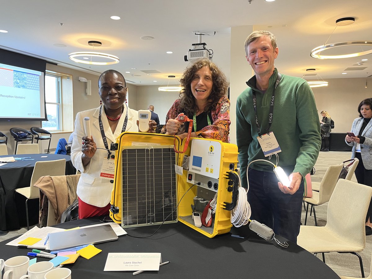 wecaresolar's tweet image. #SolarSuitcase excitement in Boston! Our Executive Director Laura Stachel met with healthcare experts in a braintrust breakout at @SolveMIT's Solve at MIT event.
As a proud MIT Solver, we truly appreciate this remarkable community of health system innovators.
#SolveatMIT