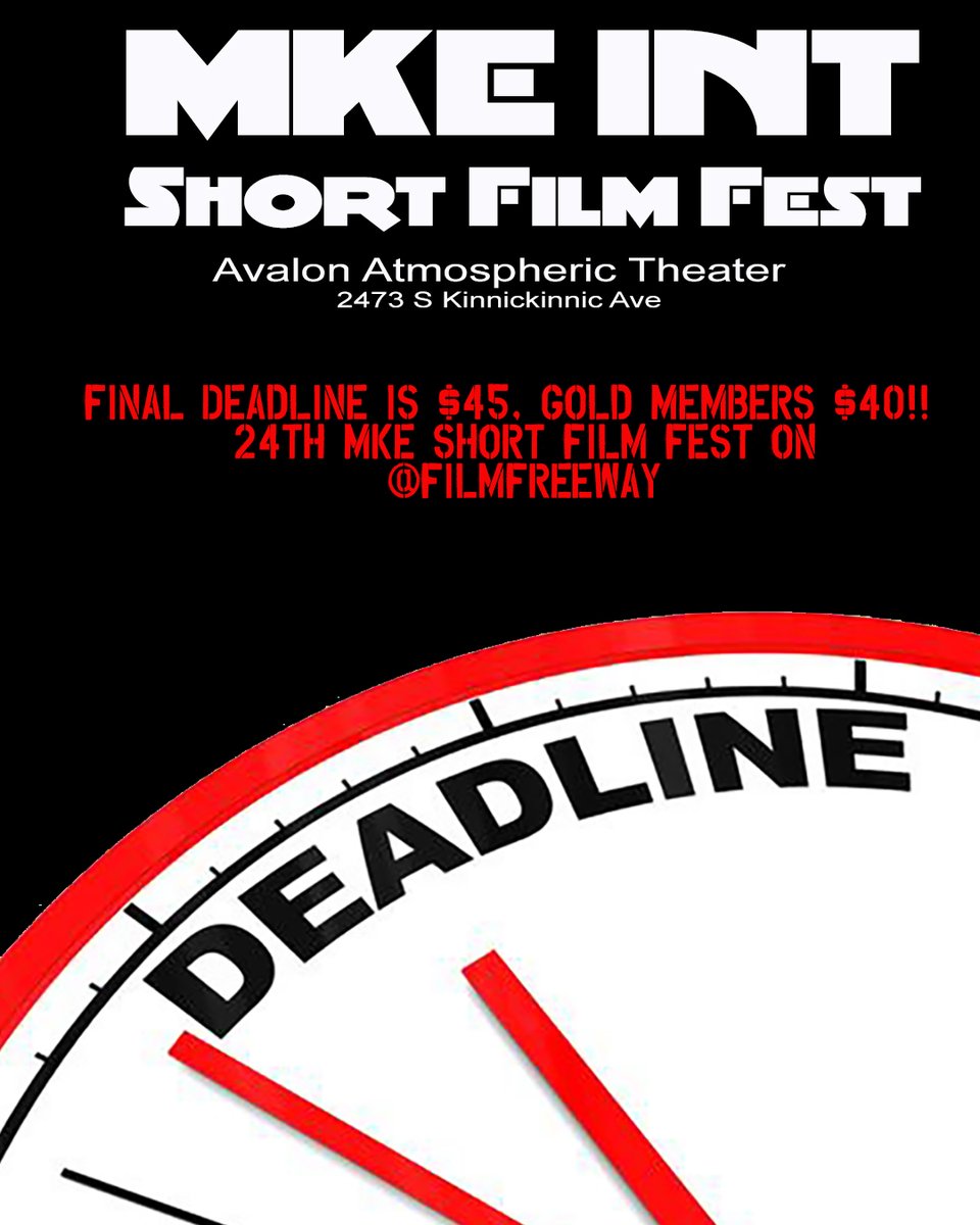 MKEshortfest's tweet photo. Final deadline 5/15! Find us on
@FilmFreeway
https://t.co/ejD63fclo2…
#filmfestival #shortfilms #filmtwitter #msff23 #film #filmmaking #indiefilmmaker #diversity #festival #filmfest #shortfilms #femalefilmmakers #filmmakersofcolor #submityourwork https://t.co/X1CqrMbxUd