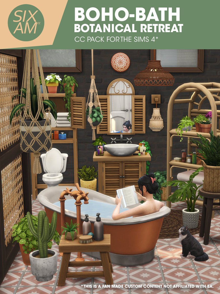 SixamCC's tweet image. ✨NEW CC✨

My new #CCPACK is for those Sims who like to treat themselves surrounded by indoor nature. 🪴#TheSims4 #Sims4CC

✅33 items
✅12 plants
✅New bathtub, sink and shower
✅New lighting and storage furniture

I hope you like it!  

▶️EARLY ACCESS:
patreon.com/posts/82484049