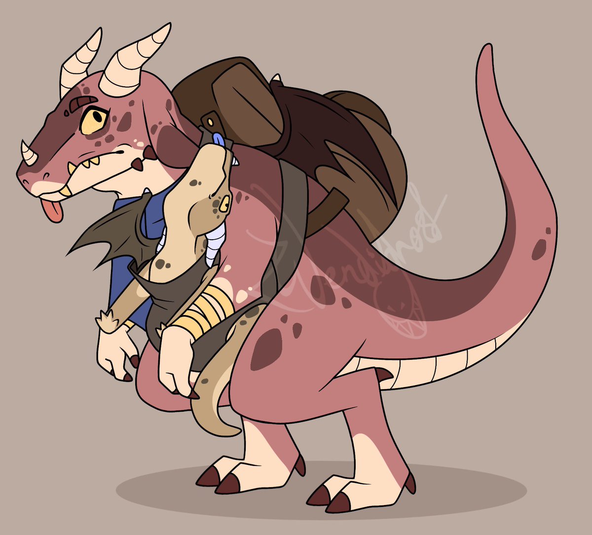 ZWendighost's tweet photo. @necapinx This is Mizzus Sippi the kobold

He is a warlock rogue who got his familiar by either killing another warlock and him unfortunatley becoming his new familiar, or stealing a warlocks familiar. He will not confirm either. He considers his familair his son and wants to be a good dad https://t.co/Y9XkQoTZLC