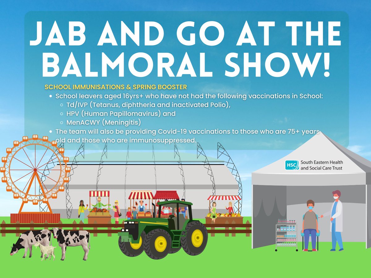 setrust's tweet photo. #JabAndGo at the Balmoral Show! 🐄 

Our team will be located at the Main Exhibitors Hall from 9.30am to 6.00pm, Wednesday 10th-Friday 12th &amp; 9.30am to 5.00pm Saturday 13th 🗓️ 

For more information visit 👇 
https://t.co/mBWl4NmW9x https://t.co/sKP63xm62e