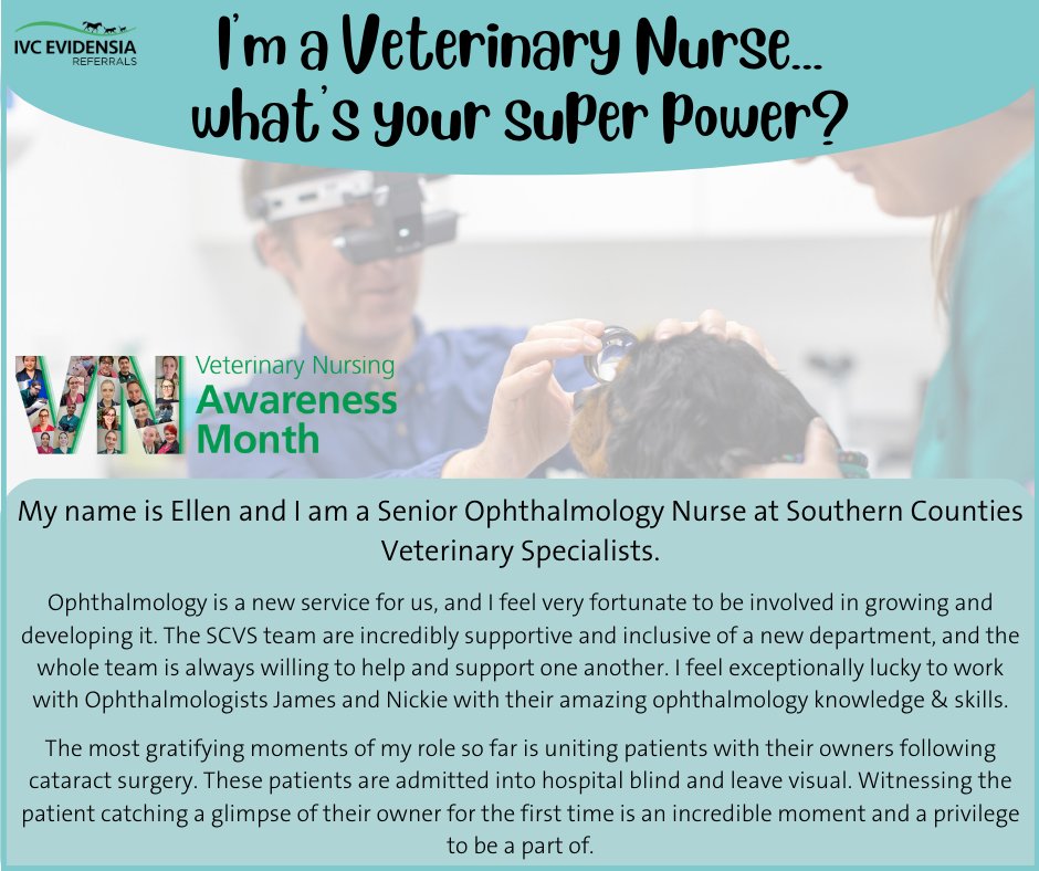IVC_Referrals's tweet image. I'm a Veterinary Nurse...what's your super power?

Meet Ellen. She works as an Ophthalmology Nurse at Southern Counties Veterinary Specialists and is one of our many discipline-specific RVNs.

#VNAM2023 #WhatVetNursesDo #SCVS #VeterinaryCareers #IVCEvidensiaReferrals
