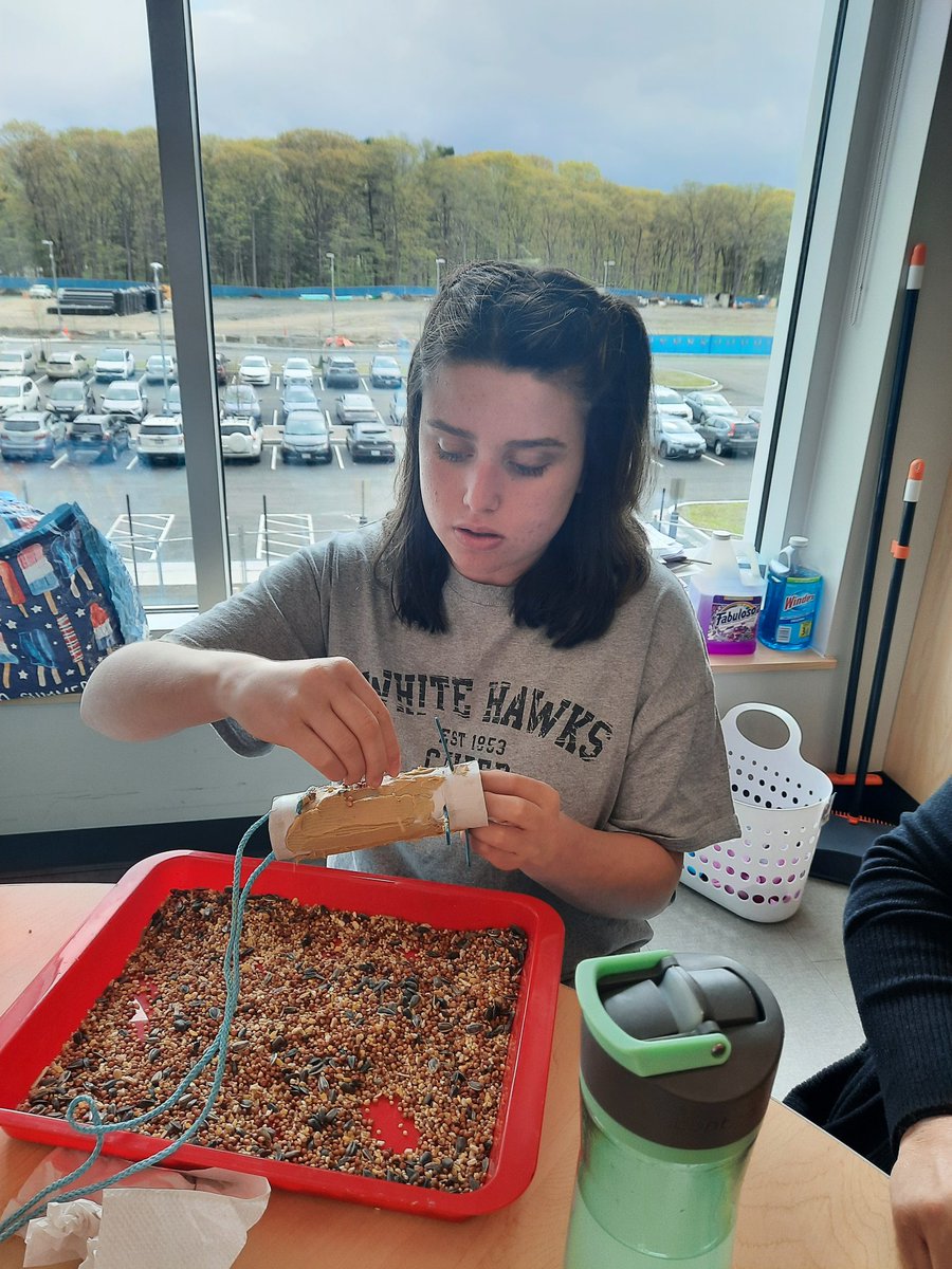 We learned about birds and birding this week, thanks to News2You! Today we made birdfeeders to hang outside our new beautiful windows and watch who comes to visit. 🐦 🐦‍⬛