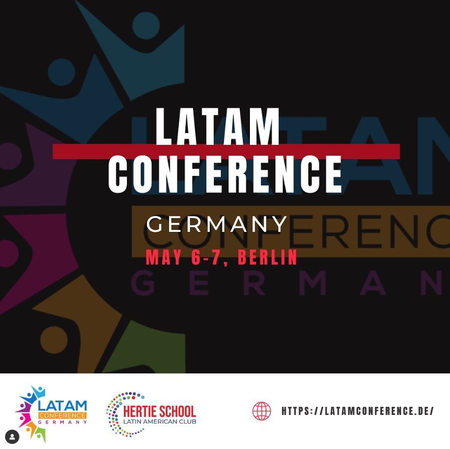 thehertieschool's tweet photo. We're looking forward to an exciting weekend: the @HertieLatinclub has organized the LATAM conference, featuring a thrilling line-up of speakers and a jam-packed programme full of discussions about #climatechange, #humanrights, and #corruption. Vamos! https://t.co/nqNBipxSXD