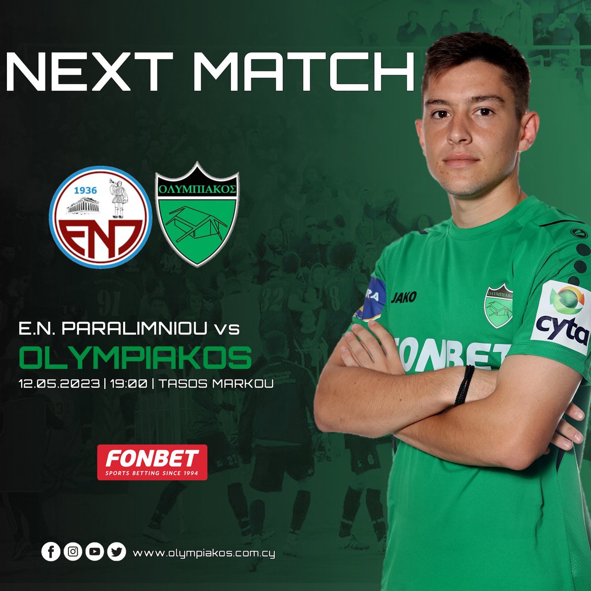OlympiakosNic's tweet photo. Next Match ⚫🟢🔥
11η Αγωνιστική Playoffs Πρωταθλήματος Cyta 2022-2023
#OlympiakosNicosia #Taktakalas #CytaLeague #enpoly https://t.co/DrzAzpfIw8