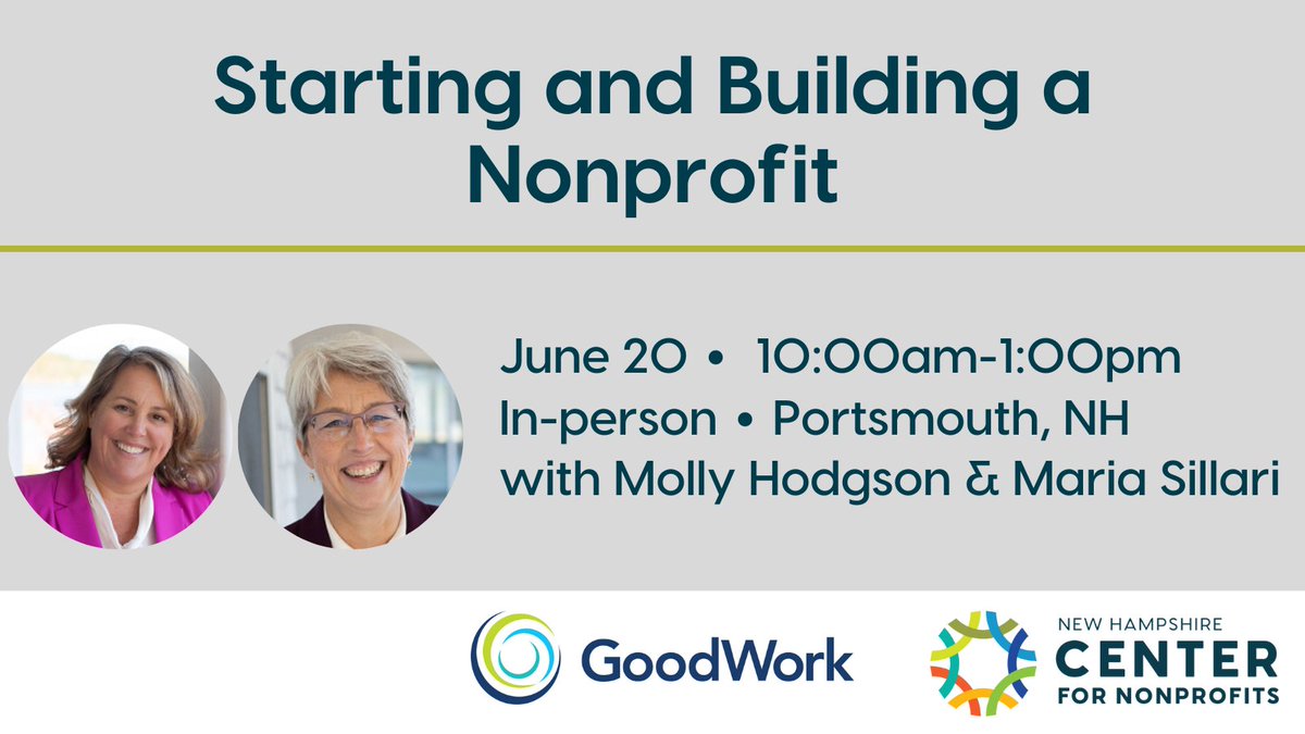 NH Center for #NPs (@nhnonprofits) on Twitter photo In partnership with <a href="/GoodWorkNH/">GoodWork Seacoast</a>, we're excited to offer "Starting and Building a Nonprofit" in-person next month. Join us for a session on the basics of starting and guiding a nonprofit organization through its early start-up years and a networking lunch. nhnonprofits.org/events/startin… In partnership with <a href="/GoodWorkNH/">GoodWork Seacoast</a>, we're excited to offer "Starting and Building a Nonprofit" in-person next month. Join us for a session on the basics of starting and guiding a nonprofit organization through its early start-up years and a networking lunch. nhnonprofits.org/events/startin…