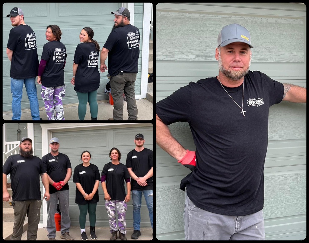 dareber's tweet photo. Some of my biggest supporters. Dennis Birk and his crew sporting “I helped Reber go bald” t-shirts. 

https://t.co/KskaSu3Rfd https://t.co/qzc9nmxQwI https://t.co/5XygE7OewK