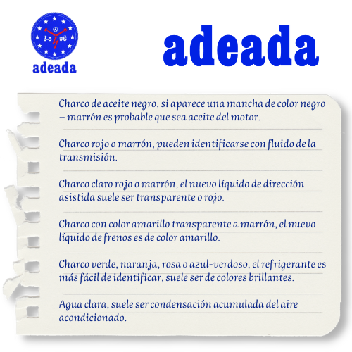 adeada_alava's tweet photo. ¿Sabes cómo identificar los fluidos y fugas más habituales de los vehículos?🚙🔧 Te damos algunas pistas.

#adeada #adeadaalava #alava #araba #basquecountry #comerciolocal #euskadi #gasteiz #salimoshoy #paisvasco #vitoria #vitoriagasteiz #taller #mecanica #automocion #carroceria https://t.co/Dk13rOGjME