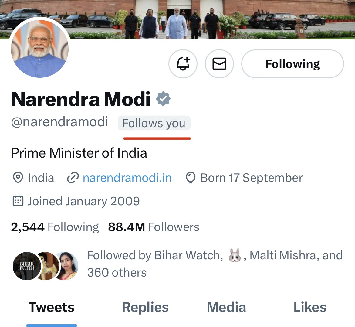 erbmjha's tweet photo. Among everything I’ve ever achieved, getting followed back by the Prime Minister of Bharat @narendramodi ji is my biggest honour and remains closest to my heart! https://t.co/GDhVkYm0Un