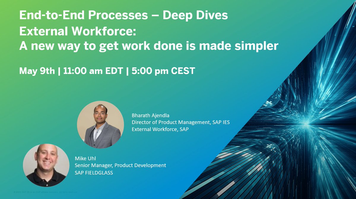 On May 9th at 17:00 CET, learn how the integration of SAP S/4HANA, SAP SuccessFactors and SAP Fieldglass solutions reduce the time to onset and close transactions.
 (imsap.co/6018OZIi4)