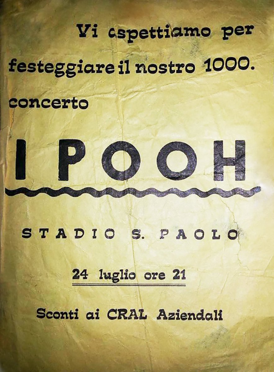 ipooh's tweet photo. Il 24 Luglio 1979 
Stadio San Paolo 
(ora Diego Armando Maradona) Napoli 
Per questo e per tanti altri motivi siamo leganti a Napoli. Oggi non possiamo fare a meno di complimentarci con tutti i tifosi del Napoli in Italia e in tutto il mondo per lo scudetto vinto. https://t.co/j9arnOO1cL