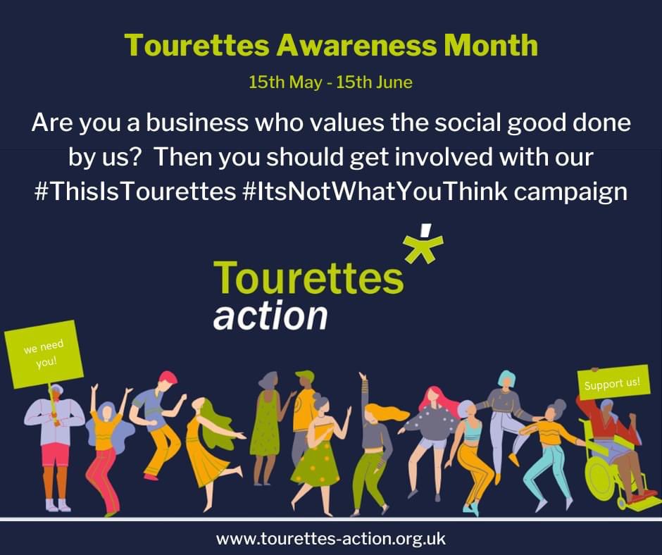 Are you a business who values the social good done by us?  Then you should get involved in our #TourettesAwareness campaign which is taking part from 15th May to 15th June.

More info here tourettes-action.org.uk/166-tourettes-…

when you do good things, you feel good, its a simple fact