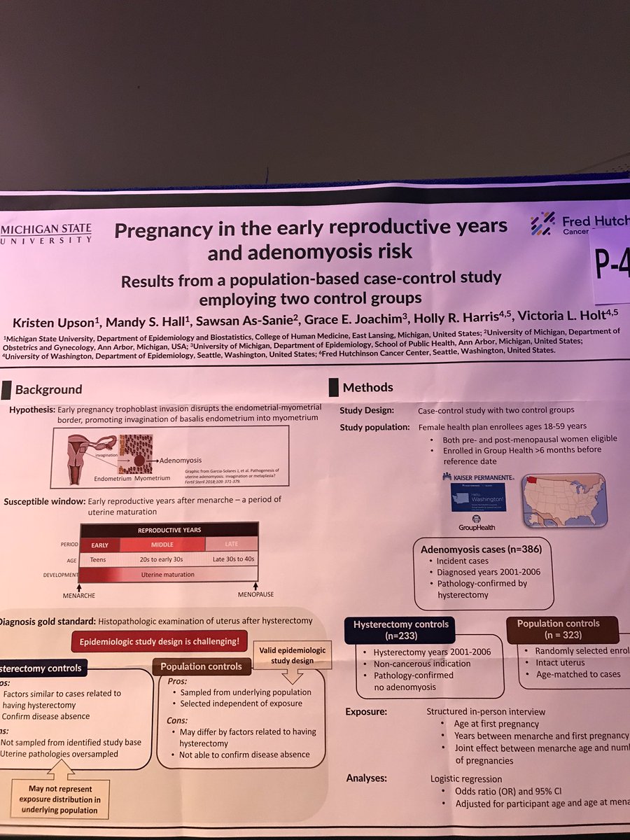 Excited to share our results on pregnancy and adenomyosis risk at #WCE2023. Poster P-401. Come in by! I’ll be here during lunch and at the afternoon networking session! <a href="/WorldEndoSoc/">WES</a> <a href="/mandy_hall_/">Mandy Hall</a> <a href="/suzieassanie/">Sawsan As-Sanie, MD MPH</a> <a href="/grace_joachim/">grace</a> <a href="/bluelobsta/">Dr. Holly Harris</a>