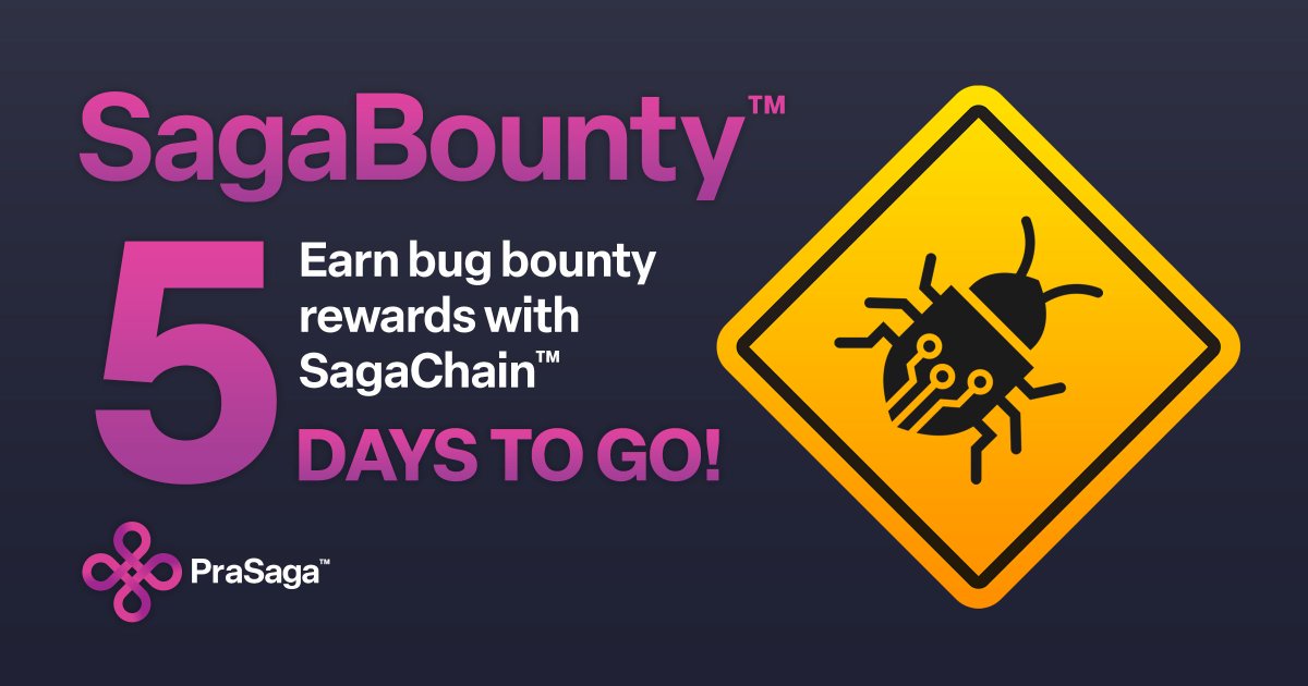 PrasagaOfficial's tweet image. 🚦Attention all #nodeoperators! 🚦
⏳ The countdown is on, only 5⃣ days left until our #BugBounty program launches.
Get ready to earn #SagaCoin #rewards for 🔍 finding 🪲 bugs & making our #SagaChain even more secure & stable!
#developers #Python #blockchain @golang #golang