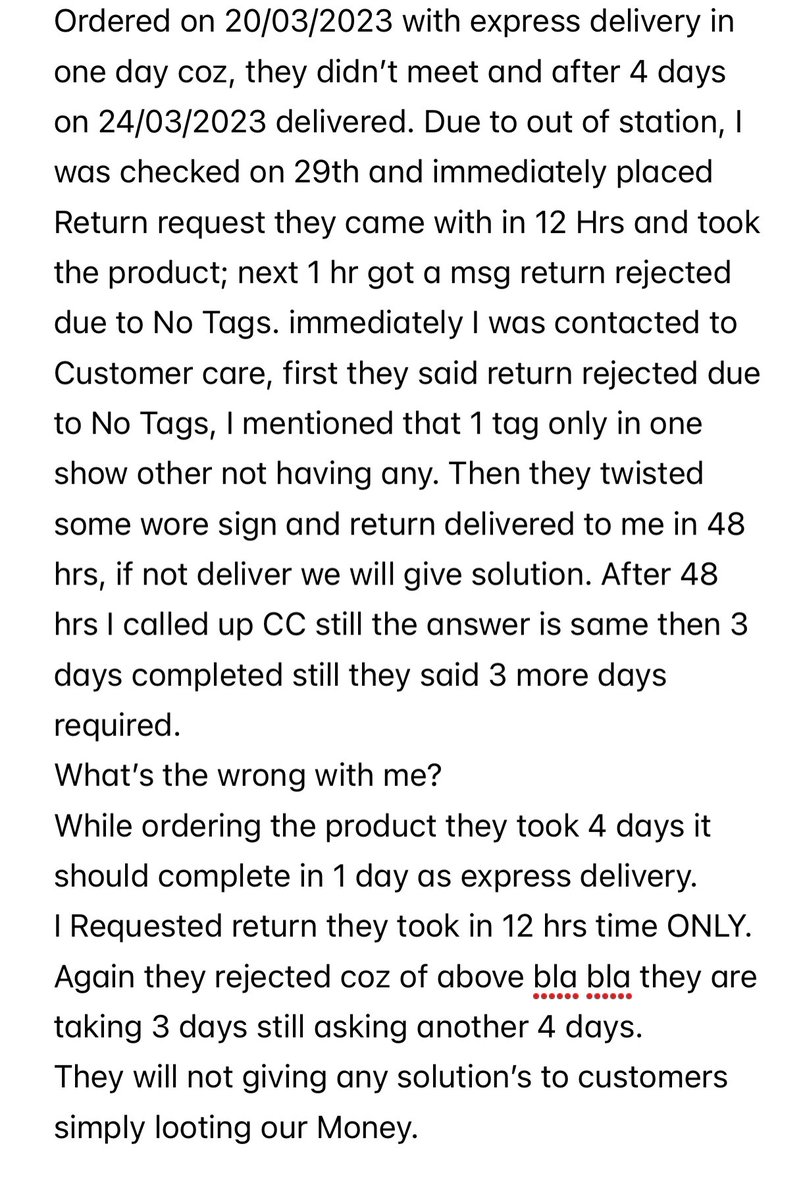 nivasgsri's tweet photo. @myntra no response after many calls still buying time. Shame on you. #myntraSucks #LootingMoney https://t.co/s06r5cBwcb