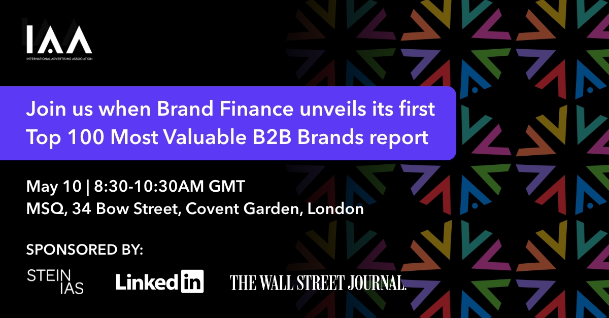 Brand Finance are excited to launch the Global B2B Brands Index on 10th May at an event hosted by the @IAA_Global and @SteinIAS

@davidhaighbrand, Chairman of Brand Finance, will speak about the report and the world's most valuable B2B brands

Read more: brandfinance.com/events/brand-f…