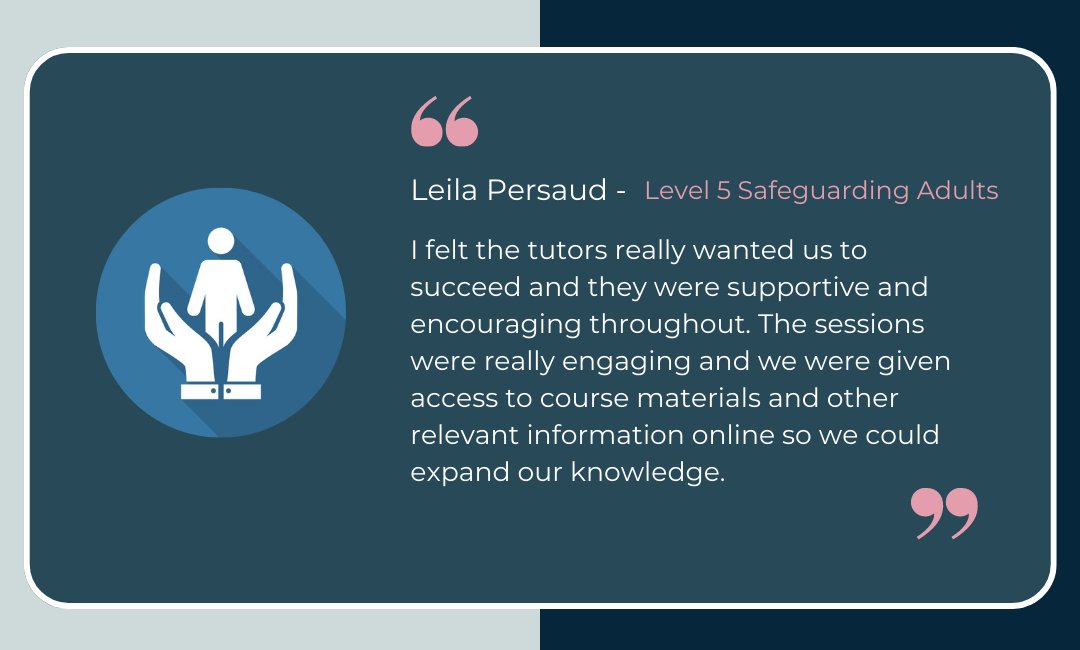 Great news! Leila Persaud just completed our Level 5 Safeguarding Adults course and gave us fantastic feedback! Our team is here to support Care Leaders with effective safeguarding strategies. 

Register for the June course now: 3spirittraining.com/training_consu…