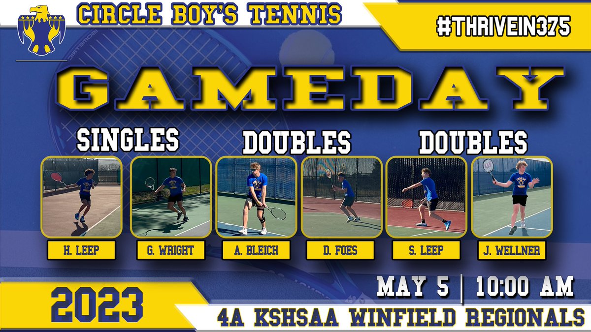 🎾 GAMEDAY 🎾
⏰ 10:00AM
📅 May 5th
📍 Winfield
<a href="/CircleTBird/">CHS Activities</a> #Thrivein375